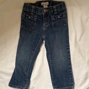 Old Navy Dark Blue Girls' Denim Jeans with Front Pocket Bows 2T
